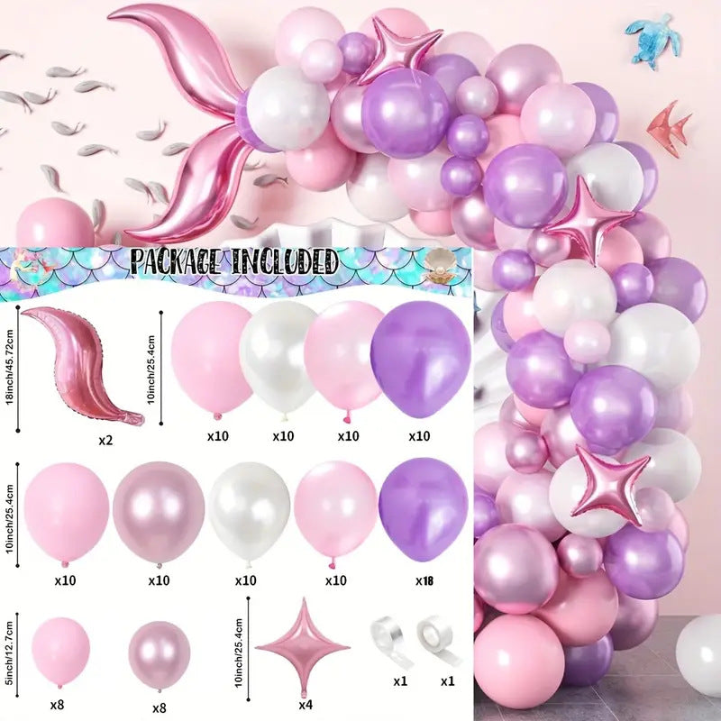 Rosa Meerjungfrau Ballonkette Girlande Set Baby Shower Party Deko BA41