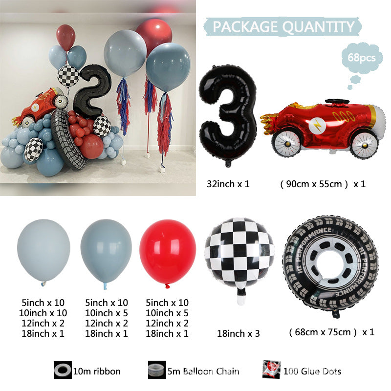 Racing Car Big Tyre Sportwagen Jungen Geburtstag Ballon Kette Dekoration BA39