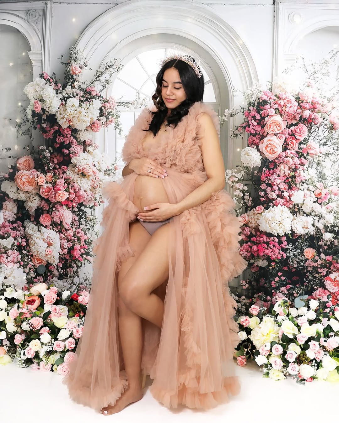 Muttertag Backdrop Ideen Vibrant Flower White Arch Backdrop GQ2-163