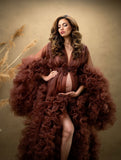 Elegantes mehrlagiges Tüll Rüschenkleid Mutterschaft Fotografie Kleid RB19