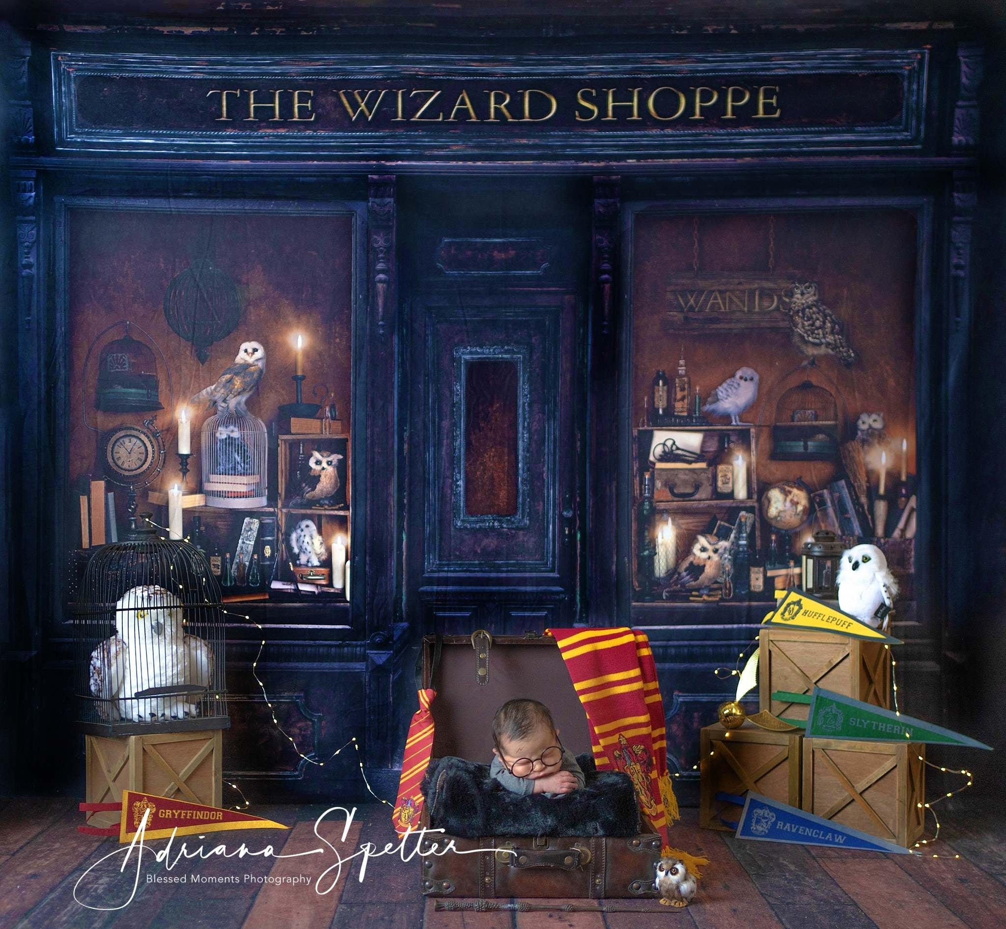 Halloween-Hintergrund Magischer Zauberer Schaufenster Halloween-Fotohintergrund MRR10-23