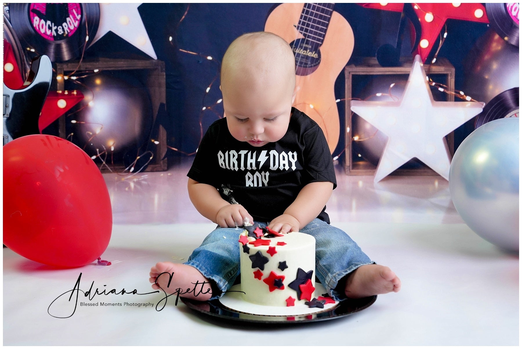 Cake Smash-Hintergründe Musikparty Luftballons Geburtstag Foto-Hintergrund MRR10-51