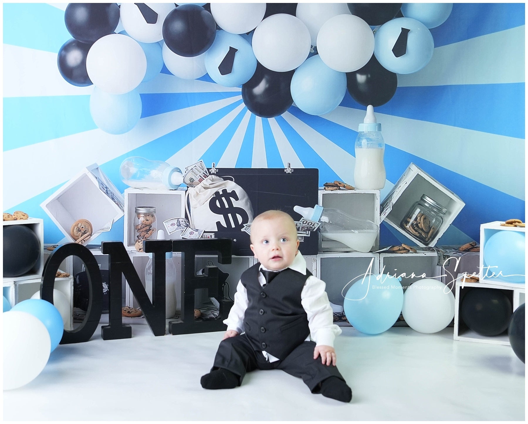 Kuchen-Smash-Hintergrund Geld Baby-Mottoparty Geburtstagshintergrund MRR10-47