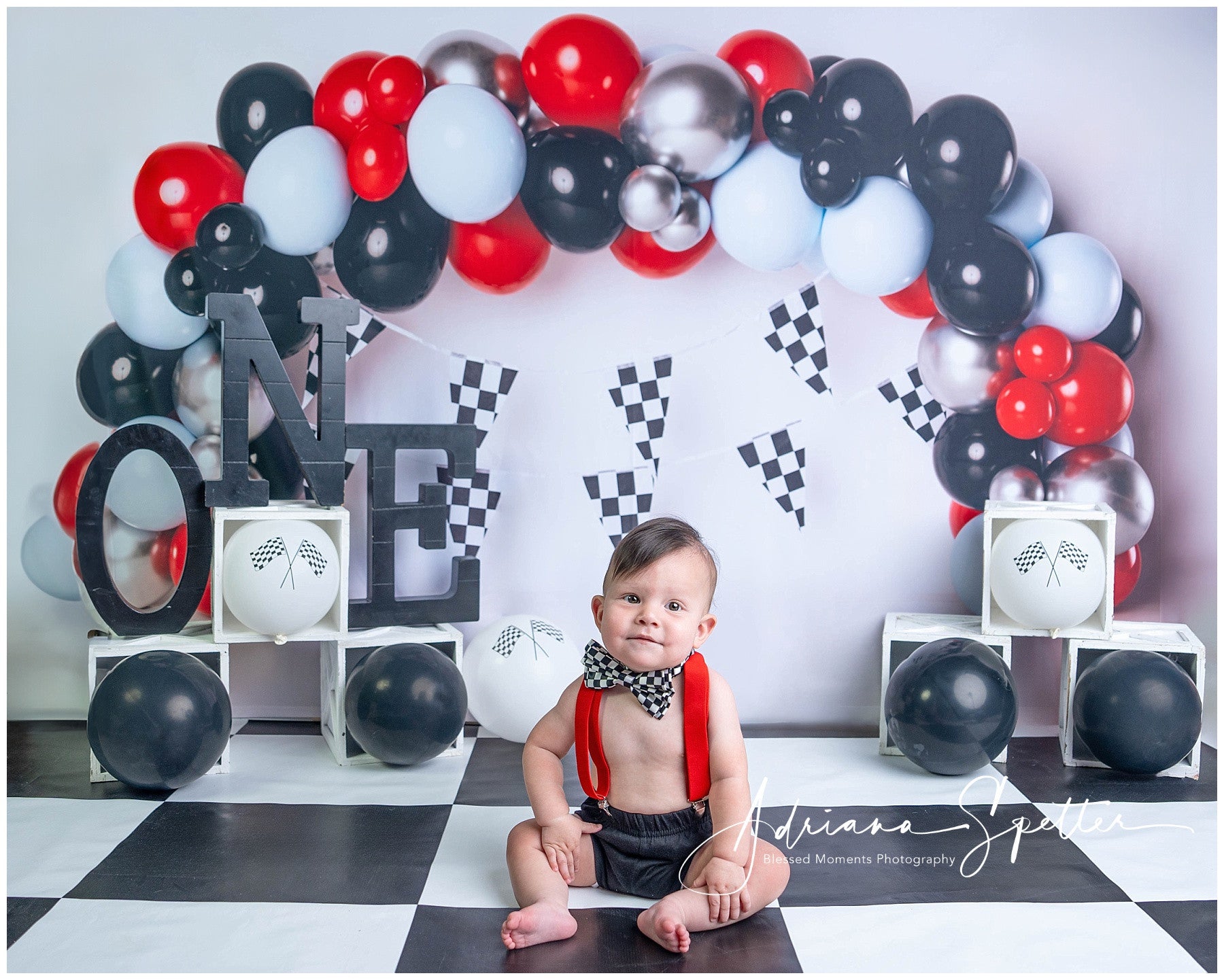 Cake Smash-Hintergründe Rennwagen Ballonbogen Geburtstag-Hintergrund MRR10-21