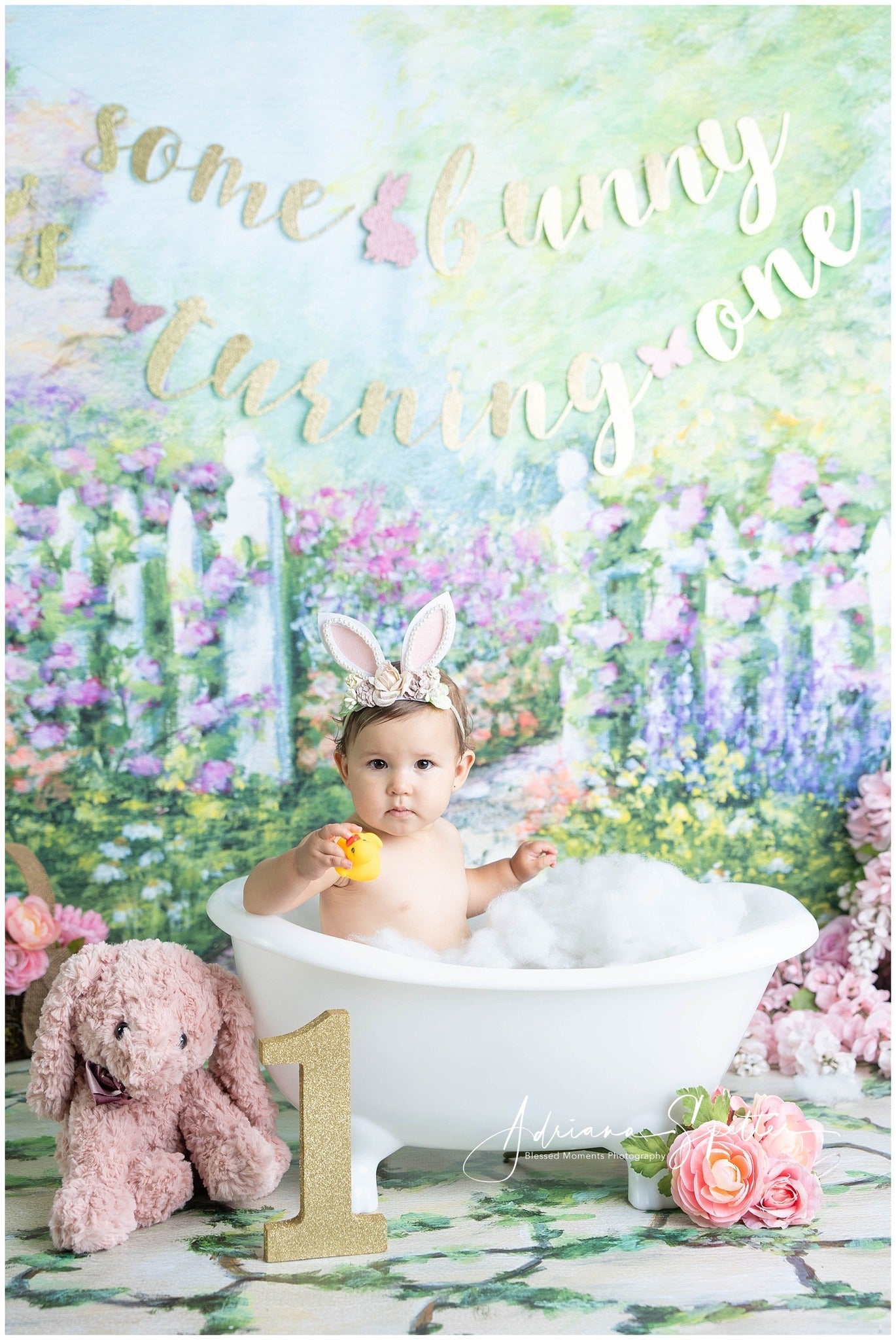 Neugeborenen-Hintergrund Blumengarten Weißer Zaun Kinder-Fotohintergrund MRR10-20