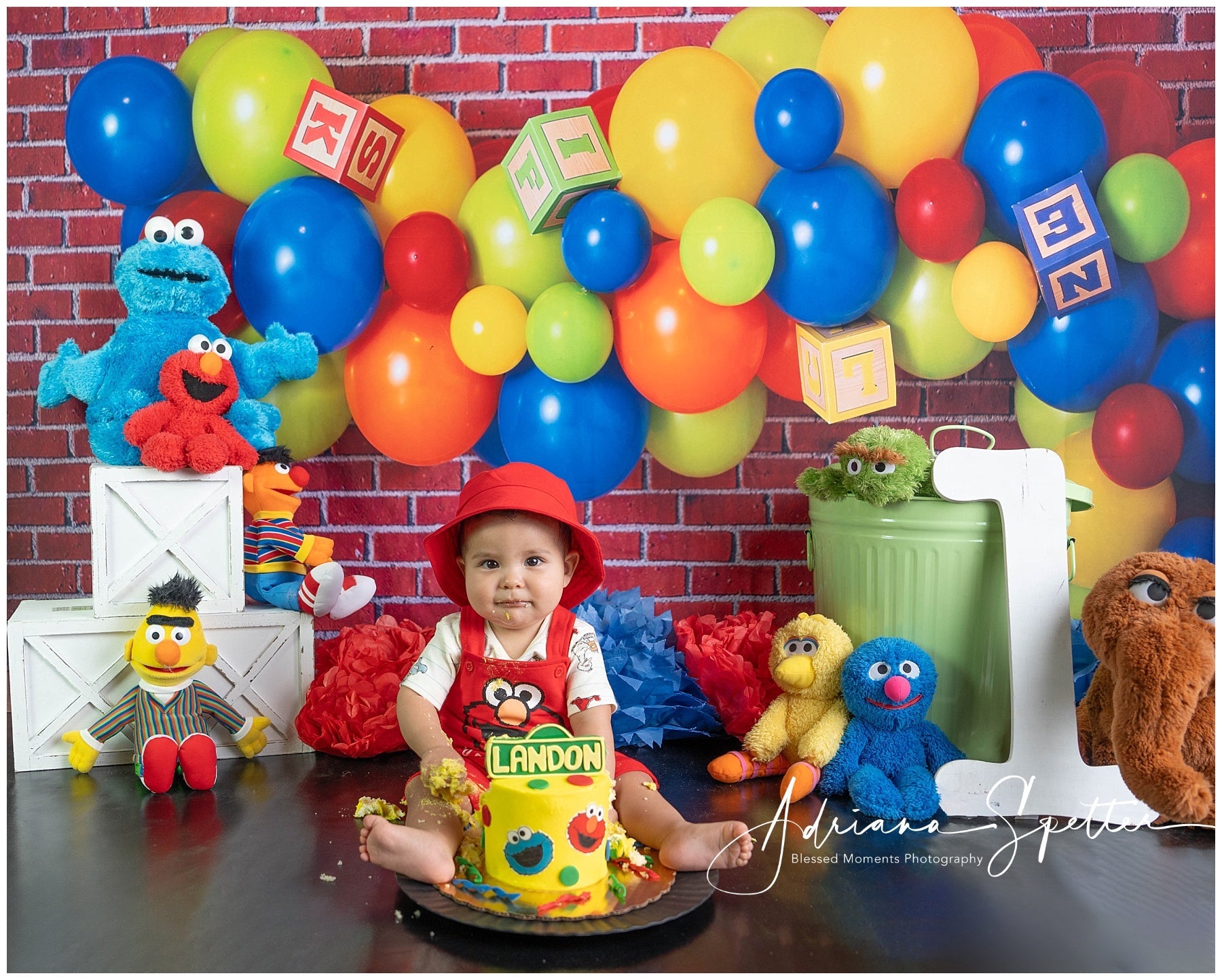 Geburtstags-Fotohintergrund Bunte Luftballons Blöcke Cake Smash-Hintergrund MRR10-26