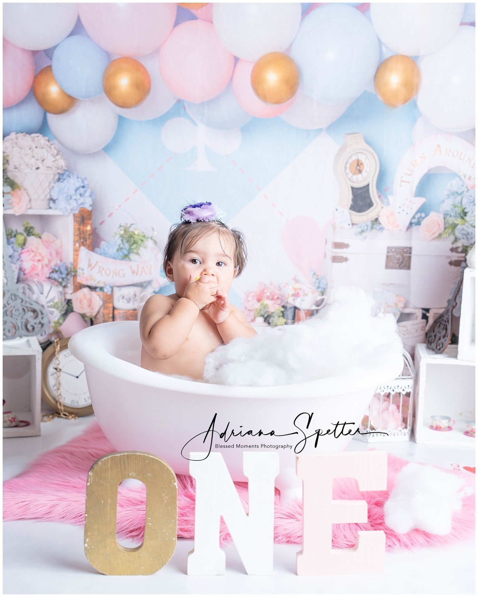 Neugeborenen-Fotohintergrund Pastellfarbenes Wunderland Ballons Kinder-Fotohintergrund MRR9-133