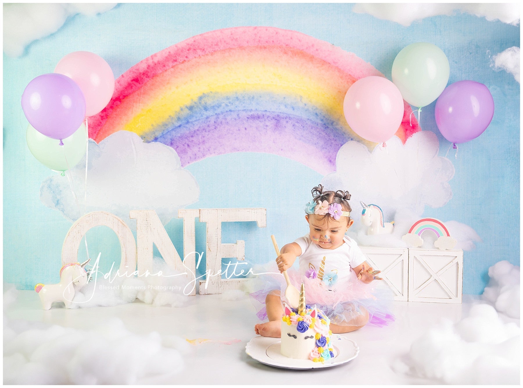 Smash Cake Hintergrund Bunter Regenbogenhimmel Geburtstag Hintergründe MRR10-18