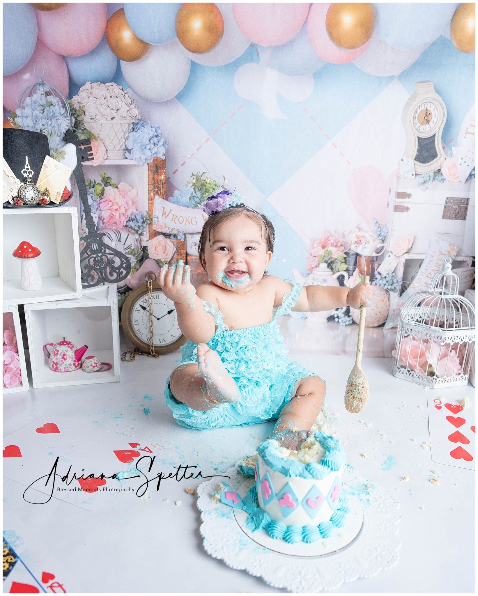 Neugeborenen-Fotohintergrund Pastellfarbenes Wunderland Ballons Kinder-Fotohintergrund MRR9-133