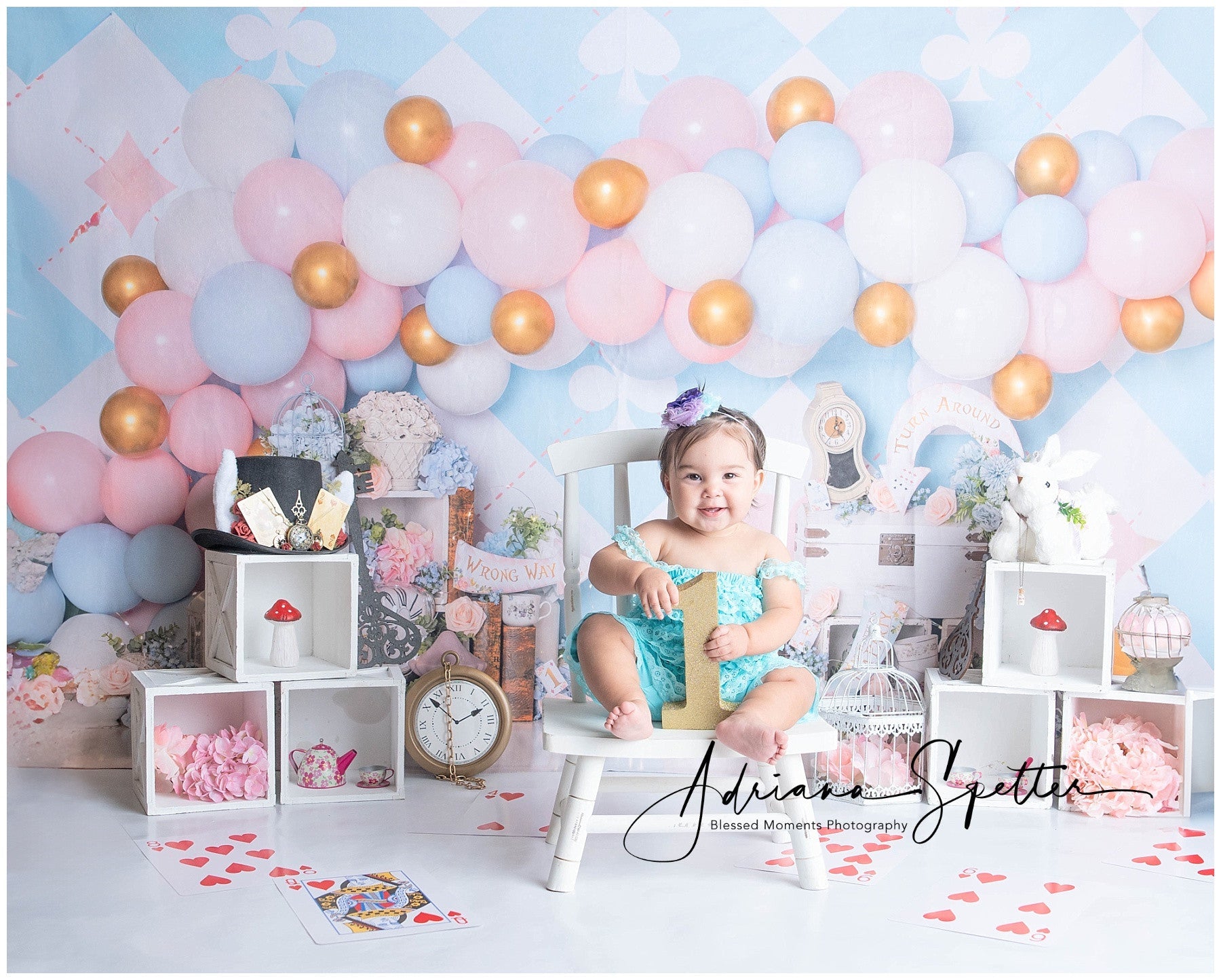 Neugeborenen-Fotohintergrund Pastellfarbenes Wunderland Ballons Kinder-Fotohintergrund MRR9-133