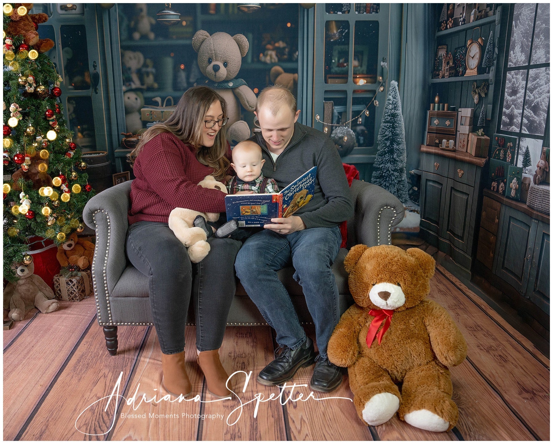 Weihnachtsfoto-Fotohintergrund Teddybär Weihnachtsschaufenster Weihnachtshintergründe MRR9-130