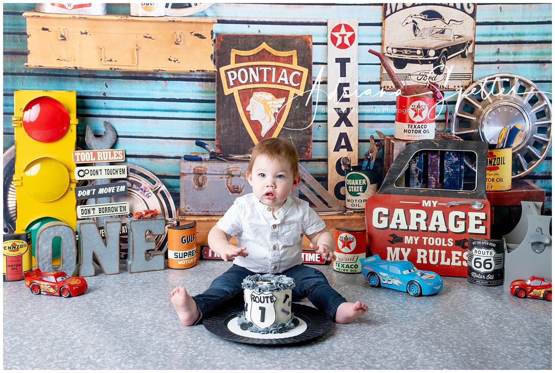 Neugeborenen-Fotografie-Fotohintergrund Vintage-Garage Straßenschilder Kinderhintergrund MRR9-127