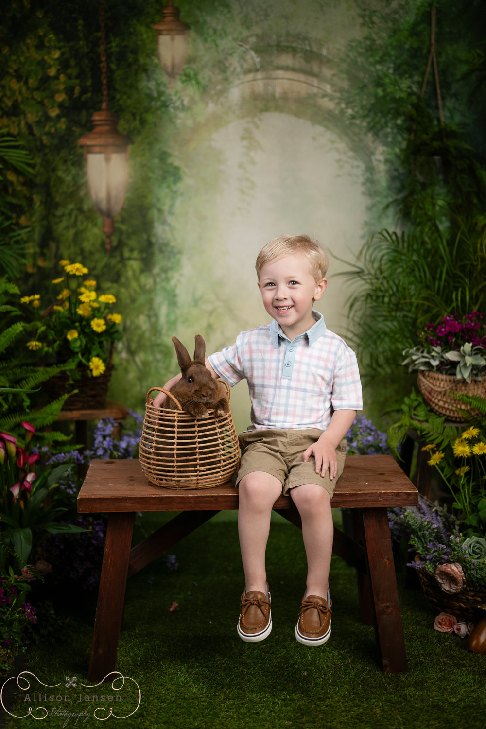 Zauberwald-Fotohintergrund Magischer Nebelbogen Laternen Wald-Fotohintergrund MRR9-94