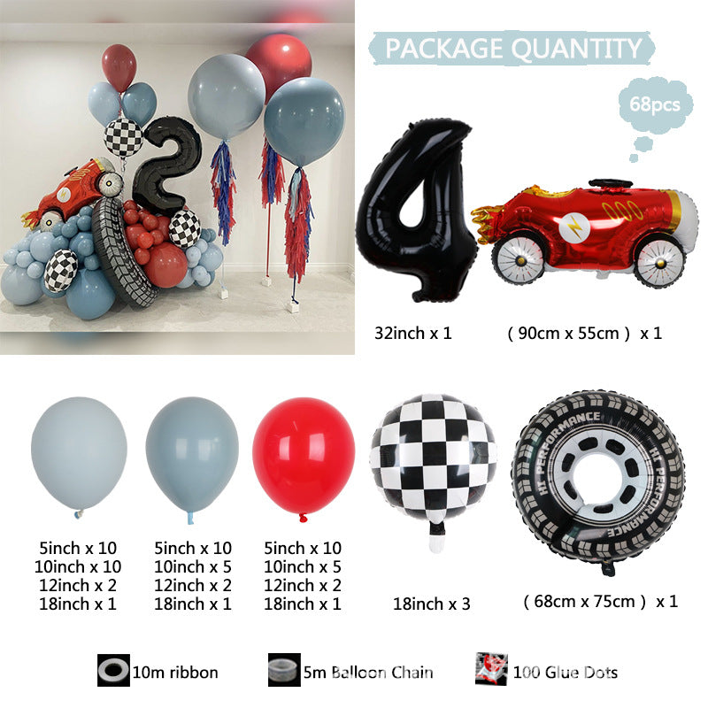 Racing Car Big Tyre Sportwagen Jungen Geburtstag Ballon Kette Dekoration BA39