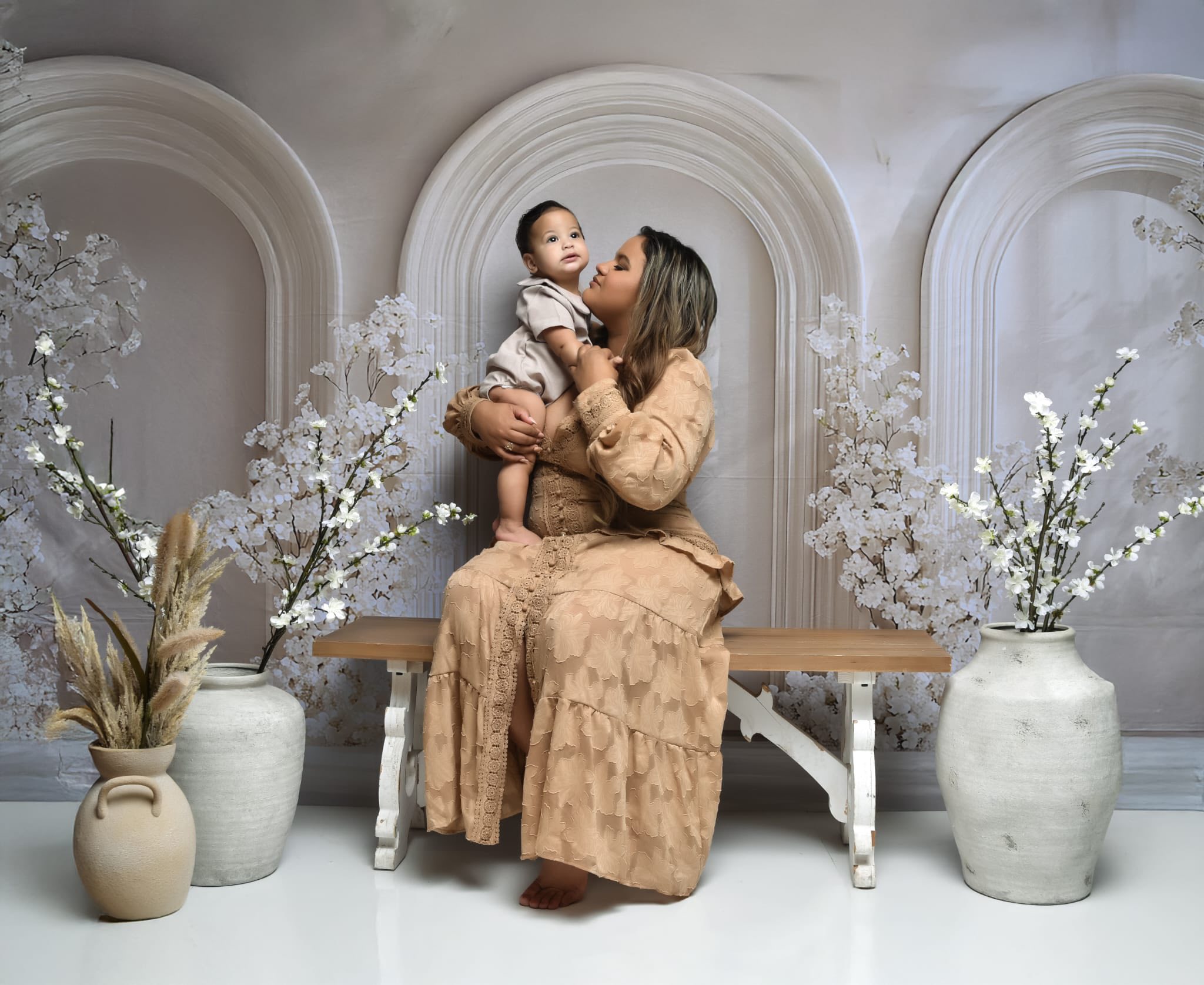 Boho Bogen Fotokulisse Weißer Blumenhintergrund BRP10-601