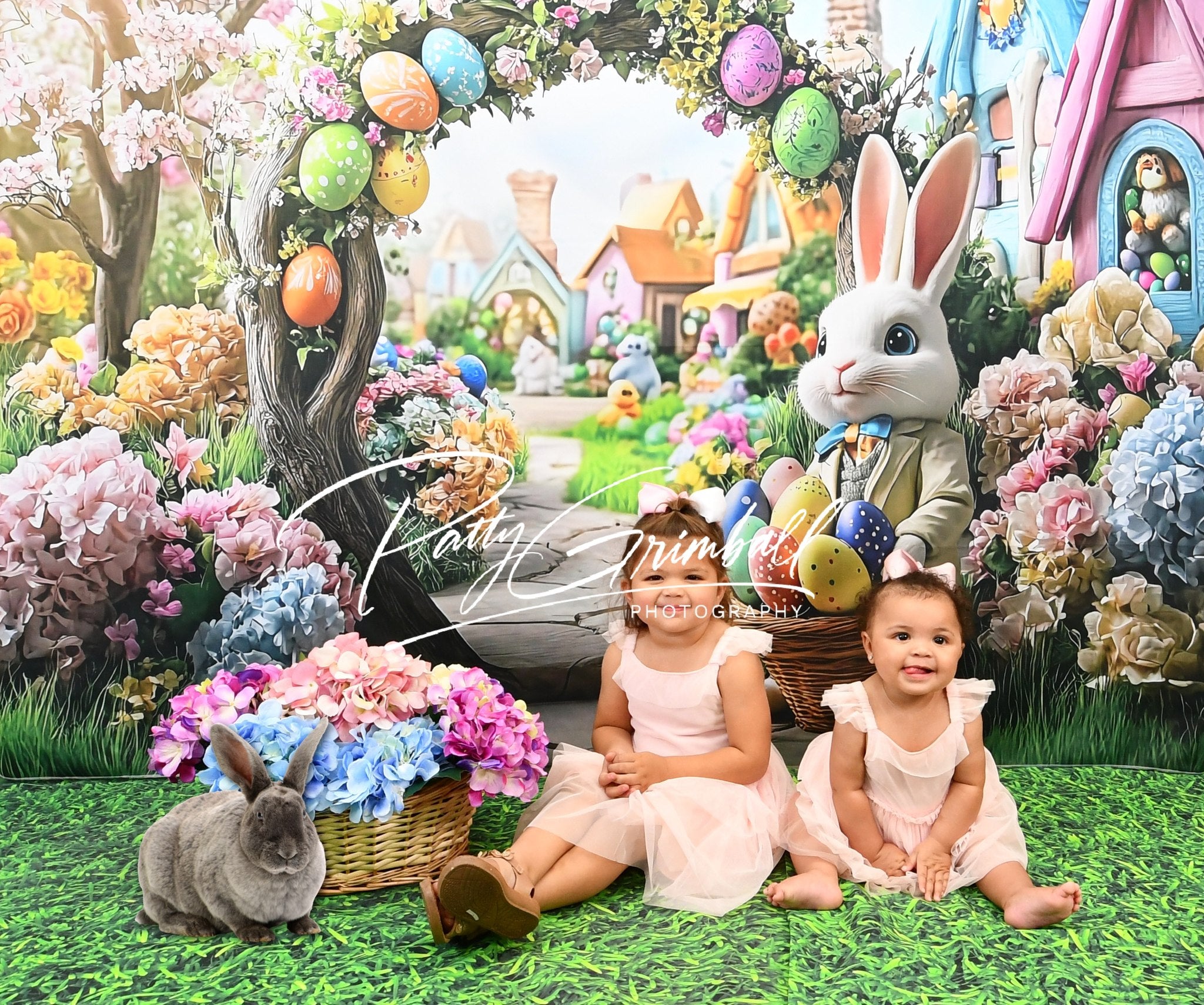 Ostern Backdrops Ideen Hasenbogen Blumengarten Backdrop BRP12-739
