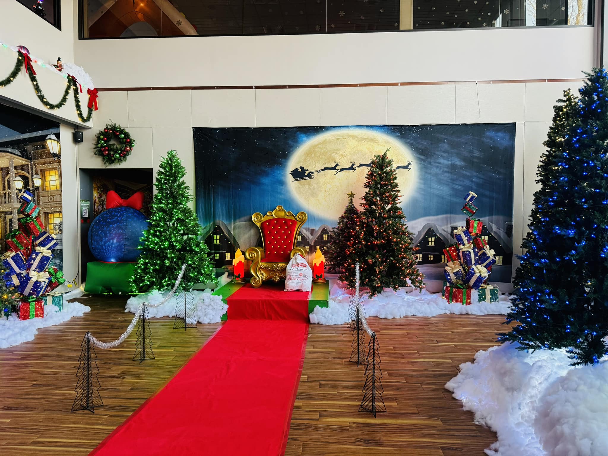 Snowy Tiny Houses Elch Santa Xmas Backdrop D979