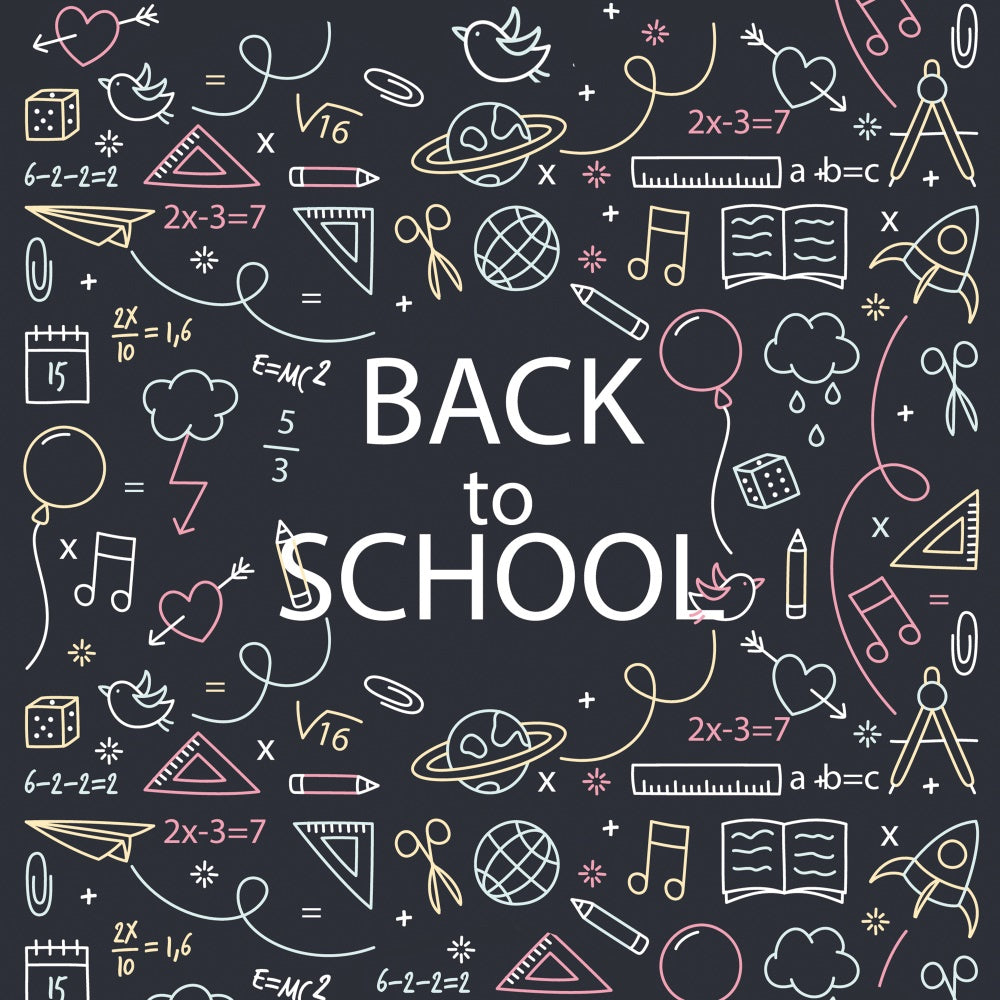 Back to School Bunte Doodles Kreidetafel Backdrop BRP7-16