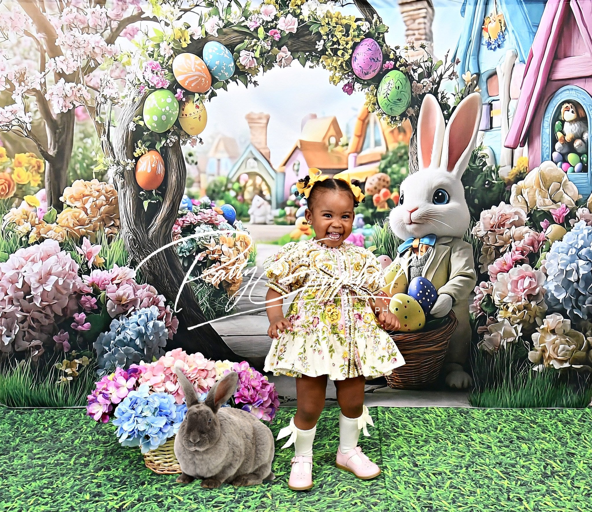 Ostern Backdrops Ideen Hasenbogen Blumengarten Backdrop BRP12-739