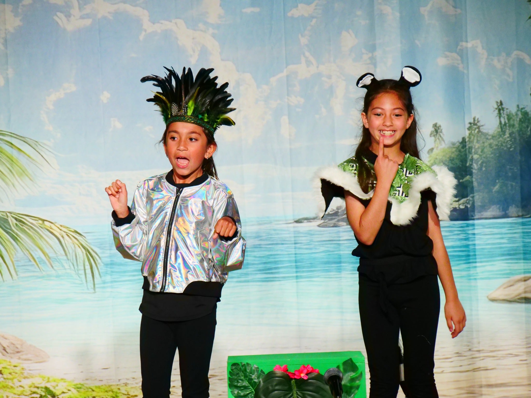 Fotohintergrund Strand Strandweg Palmblätter Sommerhintergrund CJJ3-235