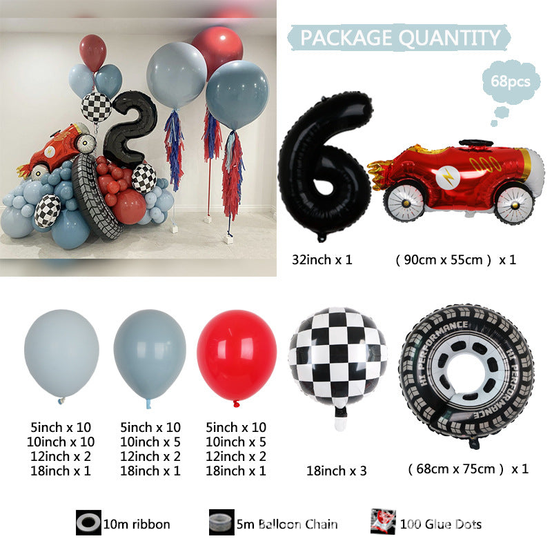 Racing Car Big Tyre Sportwagen Jungen Geburtstag Ballon Kette Dekoration BA39