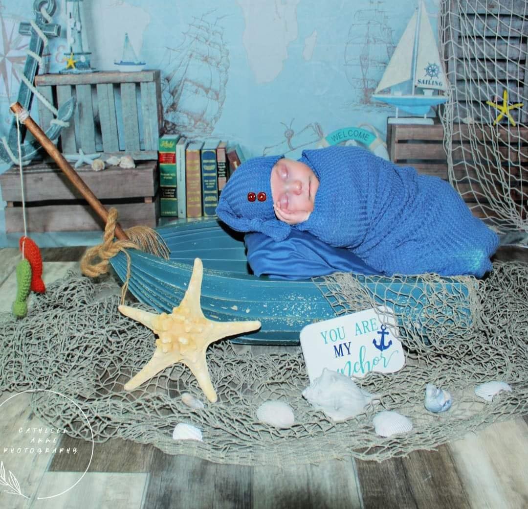 Neugeborenen-Fotohintergrund Seekarte Schiffe Steuerrad-Dekoration Kinder-Fotohintergrund MRR9-82