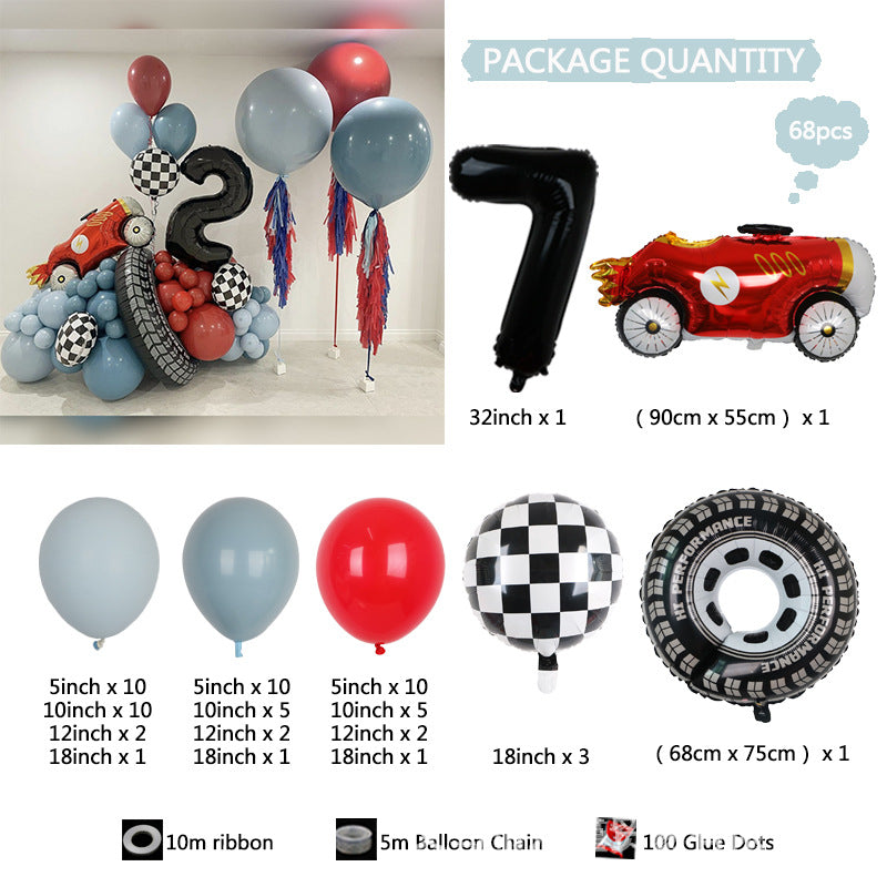 Racing Car Big Tyre Sportwagen Jungen Geburtstag Ballon Kette Dekoration BA39