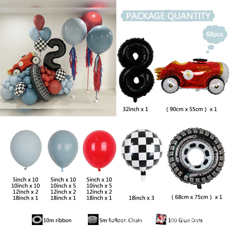 Racing Car Big Tyre Sportwagen Jungen Geburtstag Ballon Kette Dekoration BA39