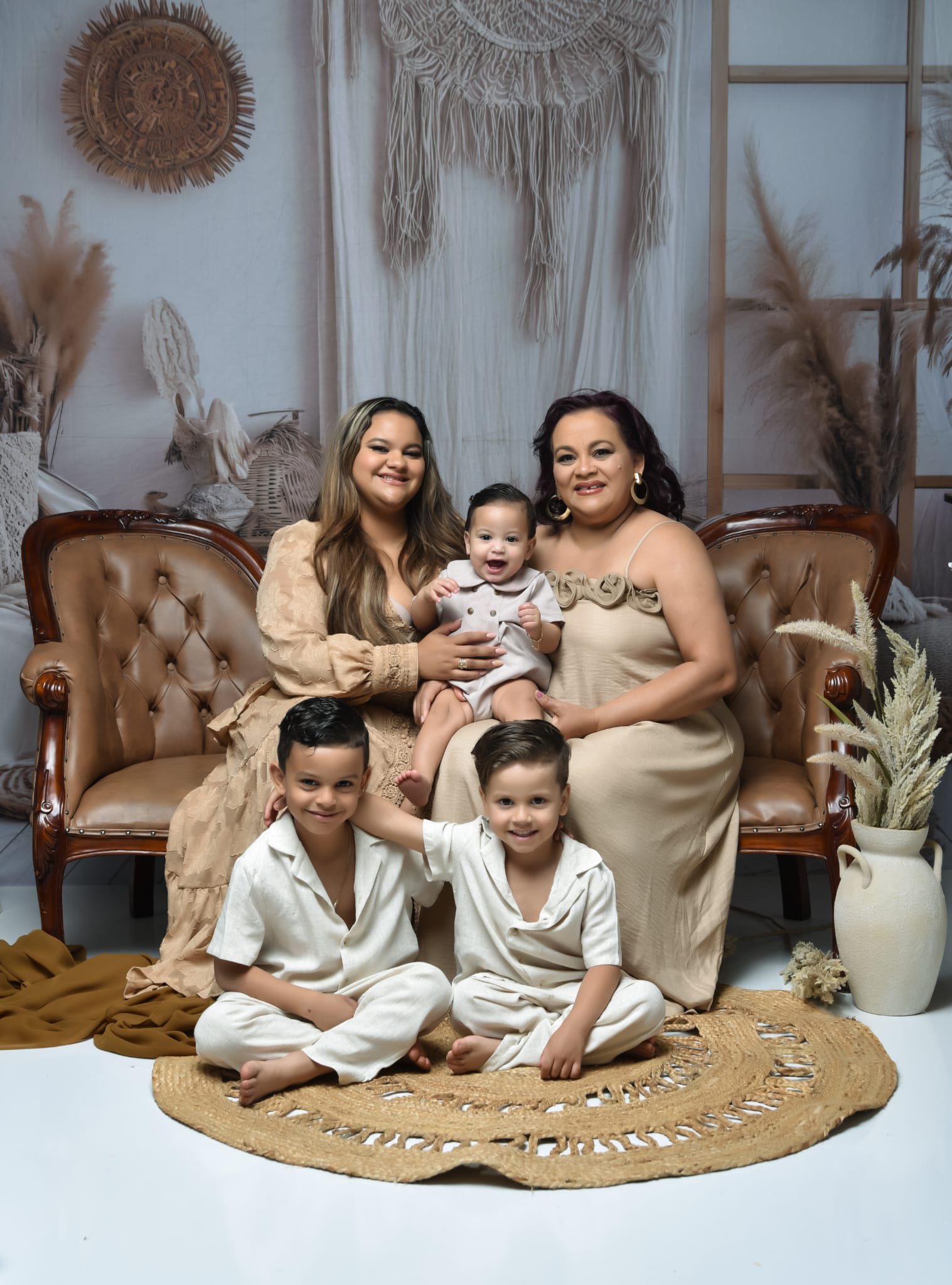 Boho Fotokulisse Weiche Creme Wand Makramee Kulisse GQ2-25