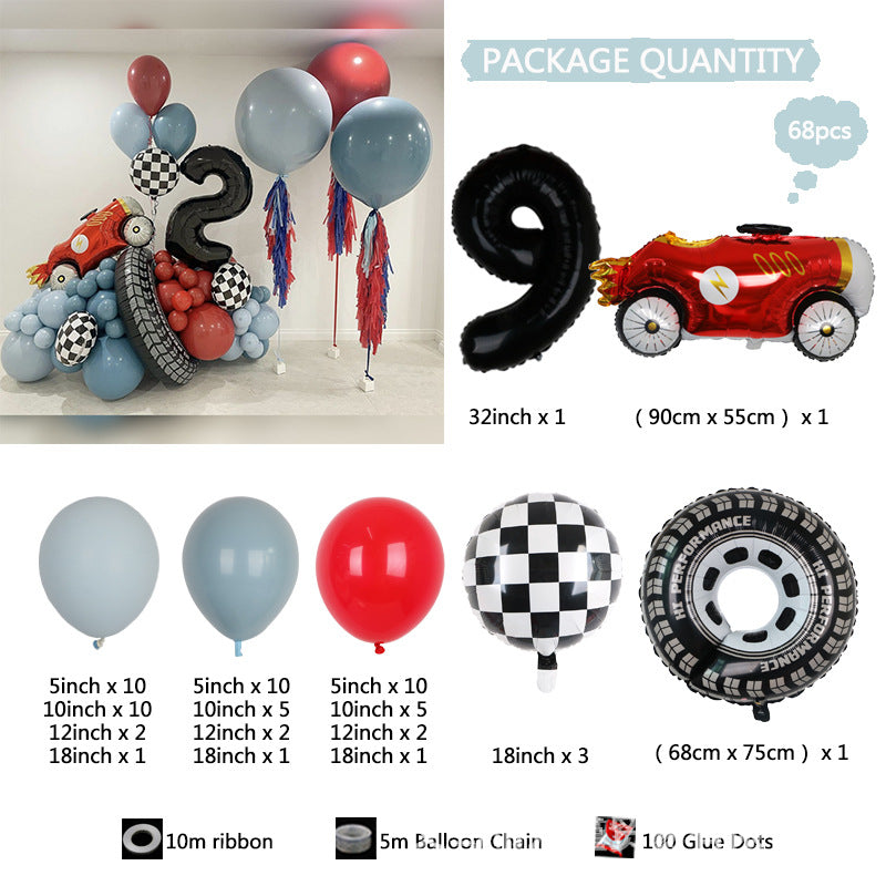 Racing Car Big Tyre Sportwagen Jungen Geburtstag Ballon Kette Dekoration BA39