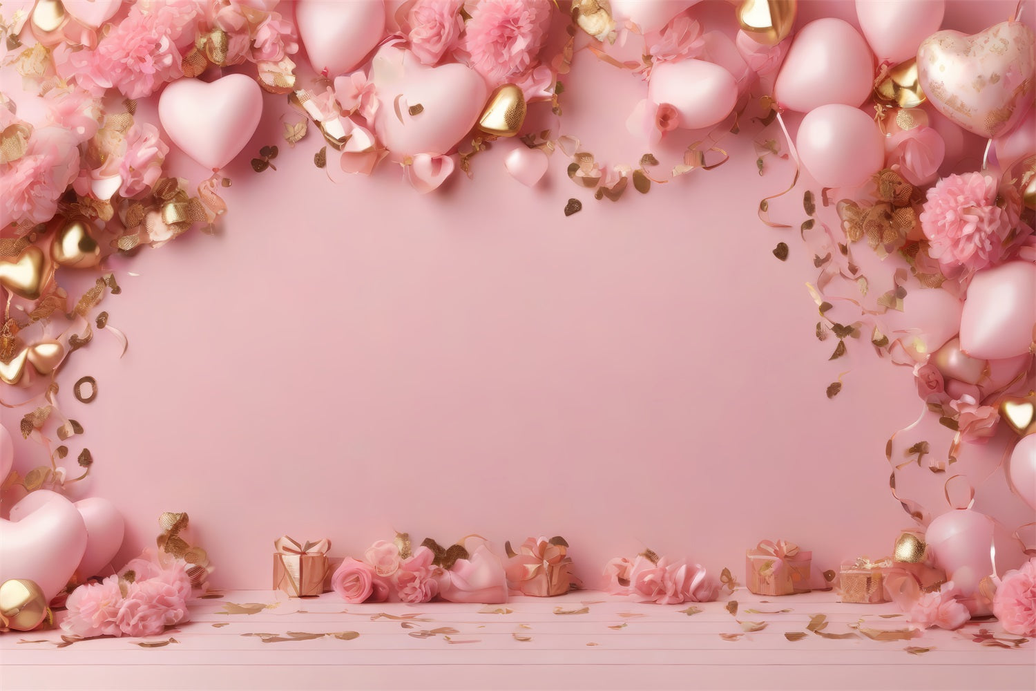 Backdrops Valentinstag Rosa Luftballons Romantische Blume Backdrop BRP1-104