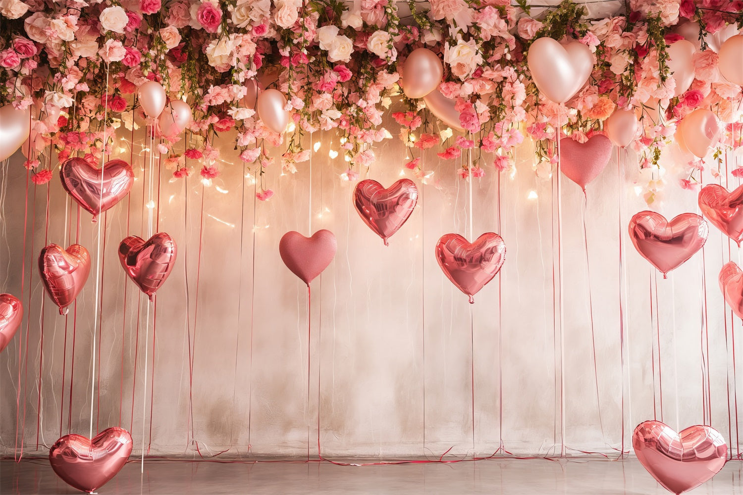 Valentinstag Backdrop Ideen Romantisch Floral Ballon Glow Backdrop BRP1-108