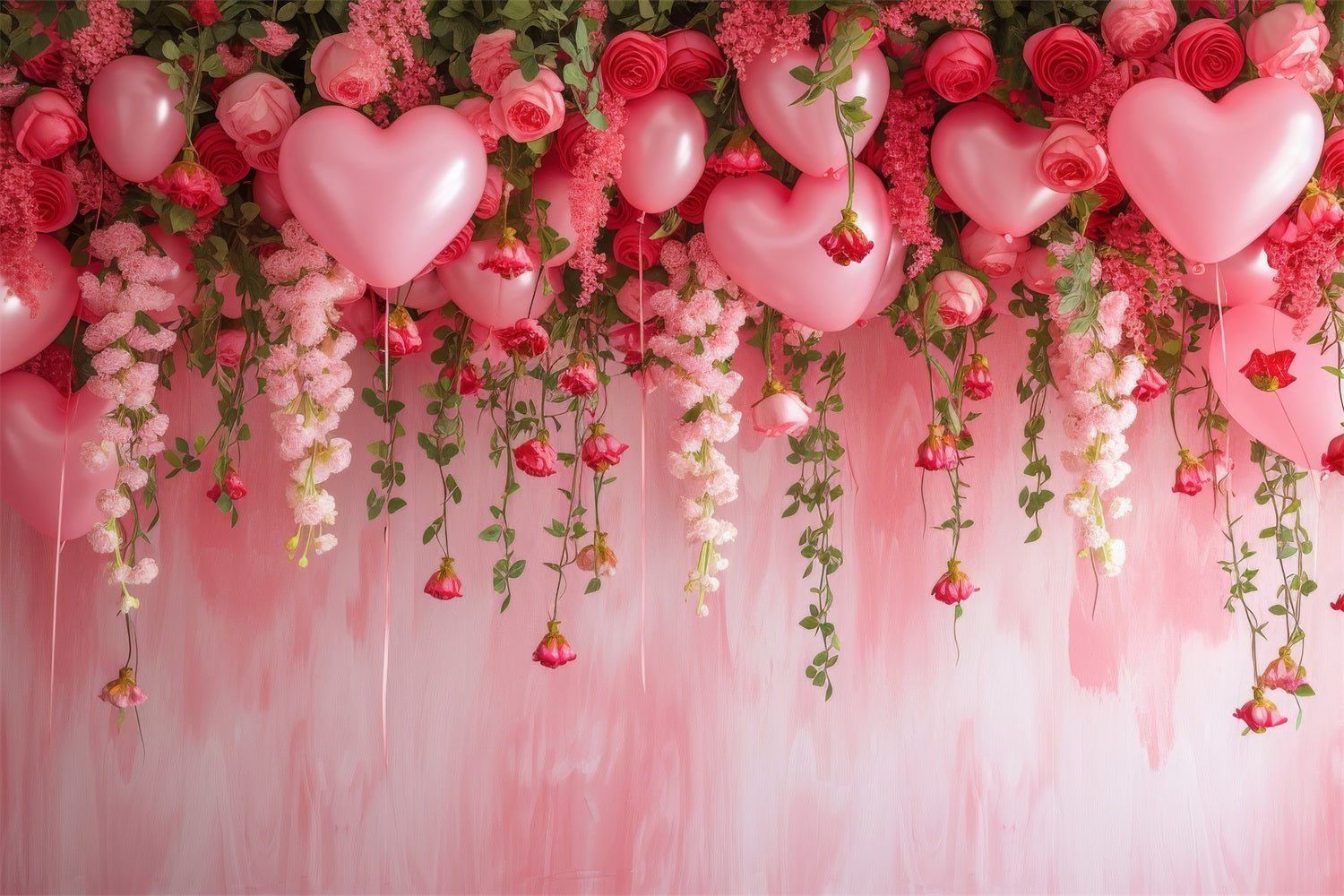 Valentine Backdrops Hängende Rosen Ballons Rosa Backdrop BRP1-111