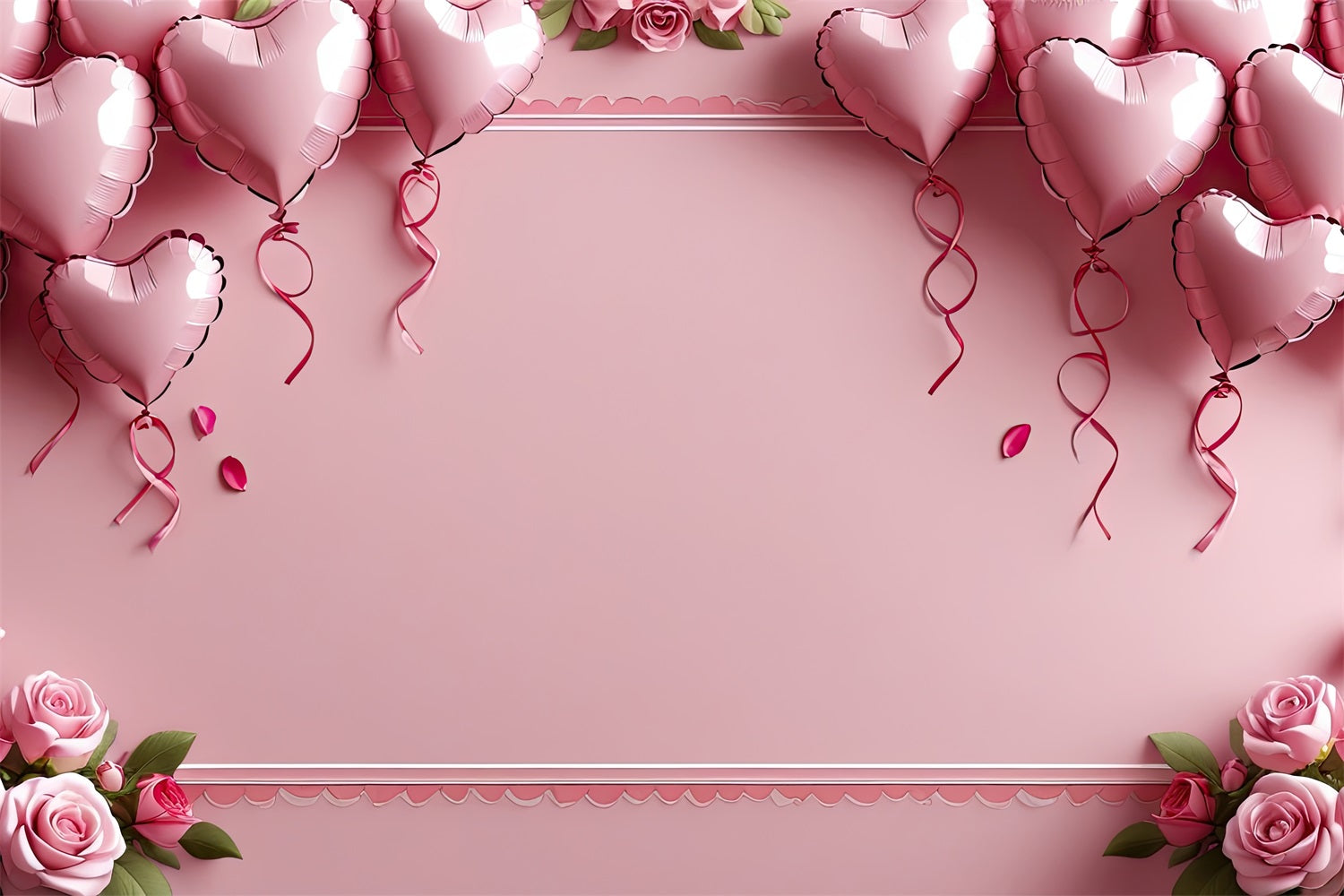 Valentinstag Backdrop Anmutig Rosa Luftballons Rose Backdrop BRP1-121