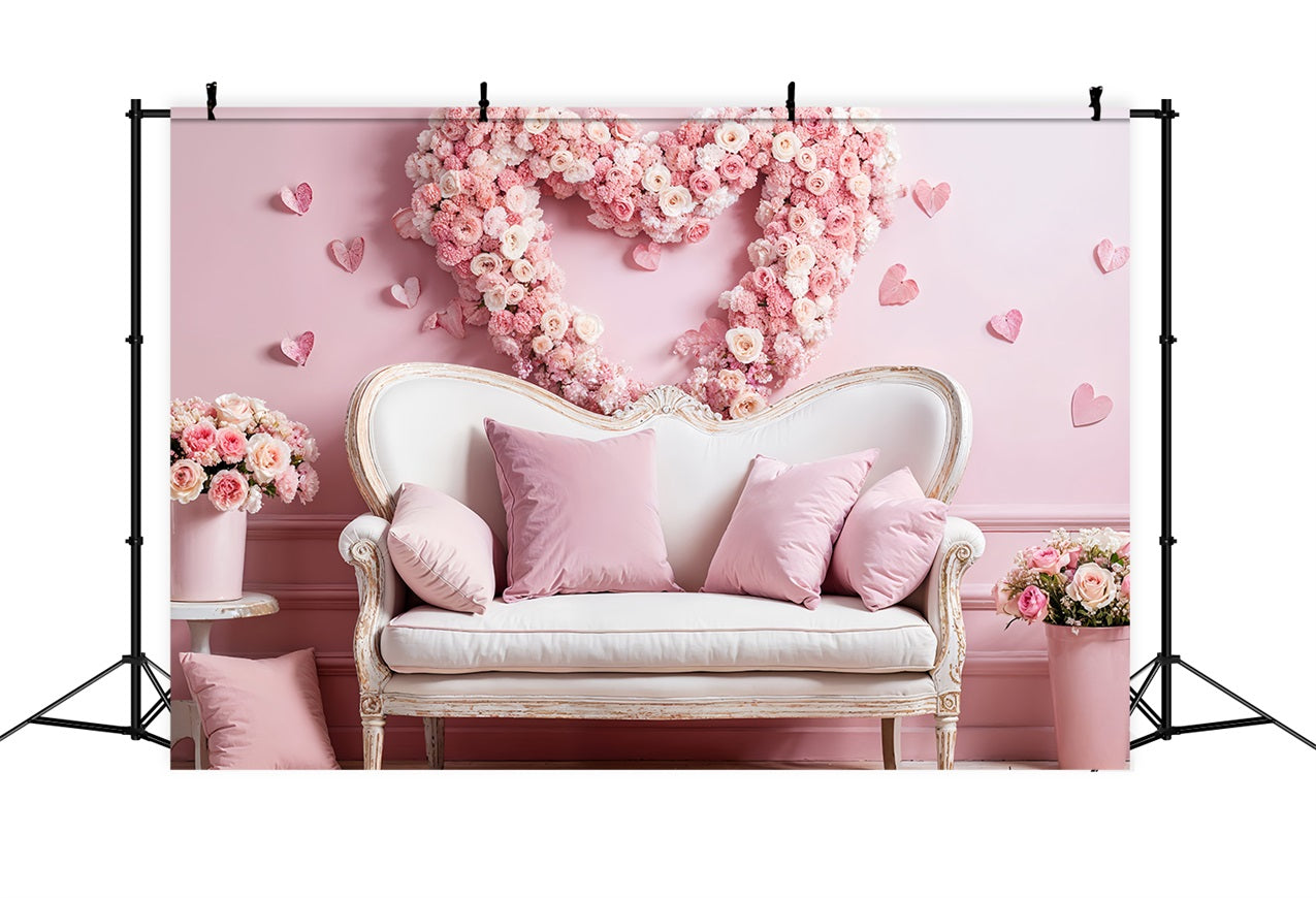 Valentine Thema Hintergrund Sofa Rosa Rose Kranz Hintergrund BRP1-127