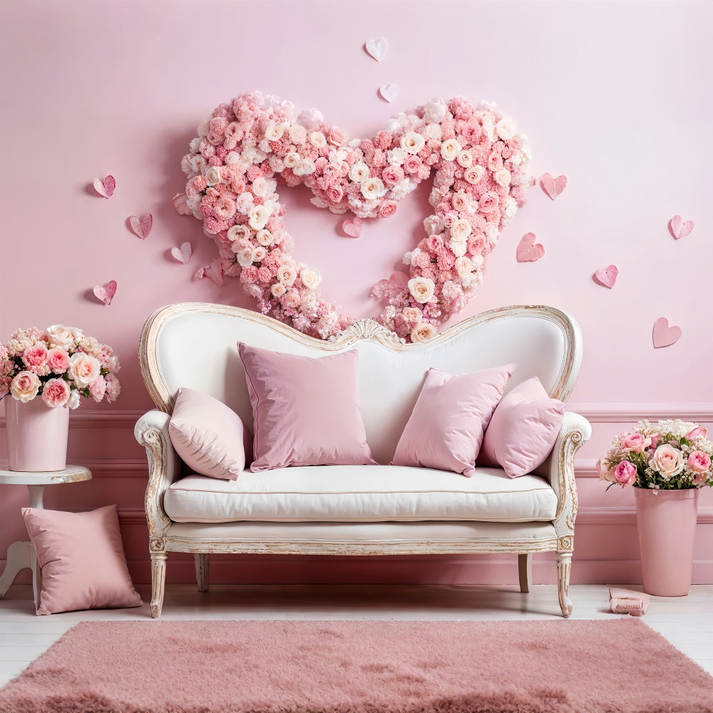 Valentine Thema Hintergrund Sofa Rosa Rose Kranz Hintergrund BRP1-127