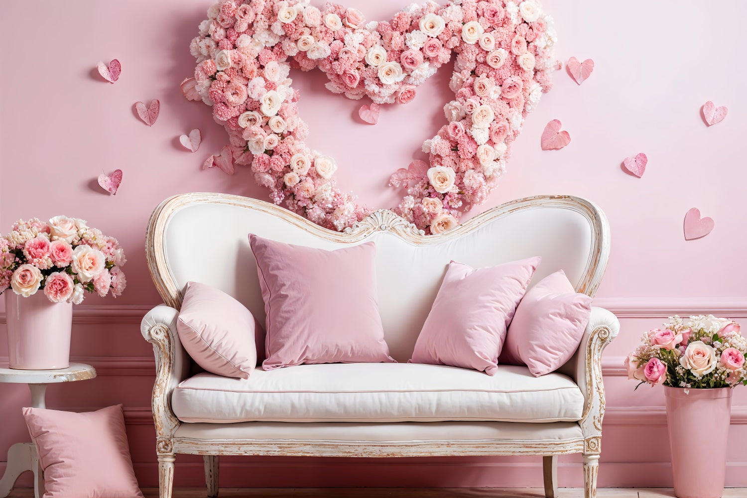 Valentine Thema Hintergrund Sofa Rosa Rose Kranz Hintergrund BRP1-127