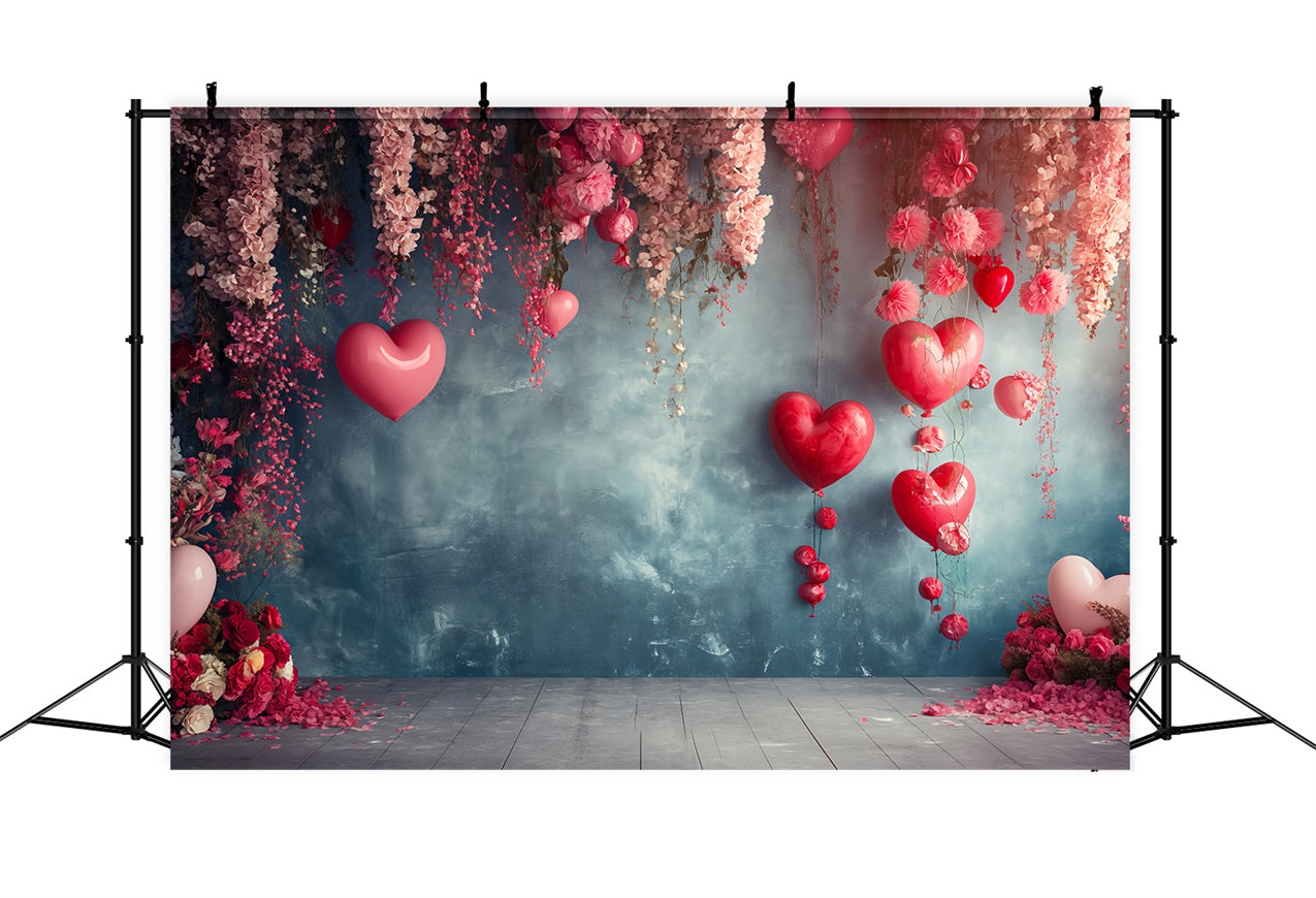 Valentinstag Fotografie Backdrop Hängende Ballons Blumen Backdrop BRP1-128