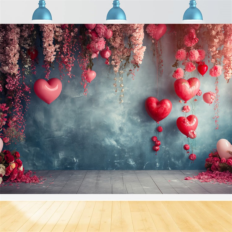 Valentinstag Fotografie Backdrop Hängende Ballons Blumen Backdrop BRP1-128