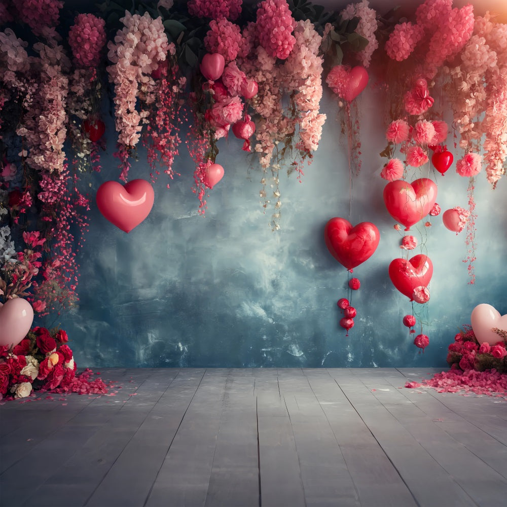 Valentinstag Fotografie Backdrop Hängende Ballons Blumen Backdrop BRP1-128