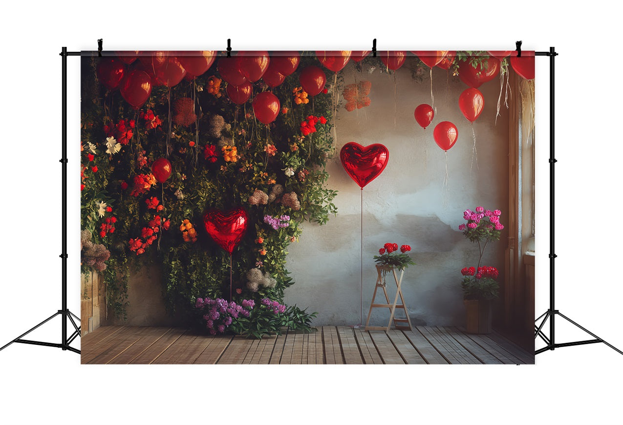 Valentine Backdrops Fotografie Floral Heart Balloon Scene Backdrop BRP1-130