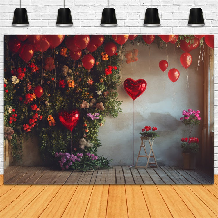 Valentine Backdrops Fotografie Floral Heart Balloon Scene Backdrop BRP1-130