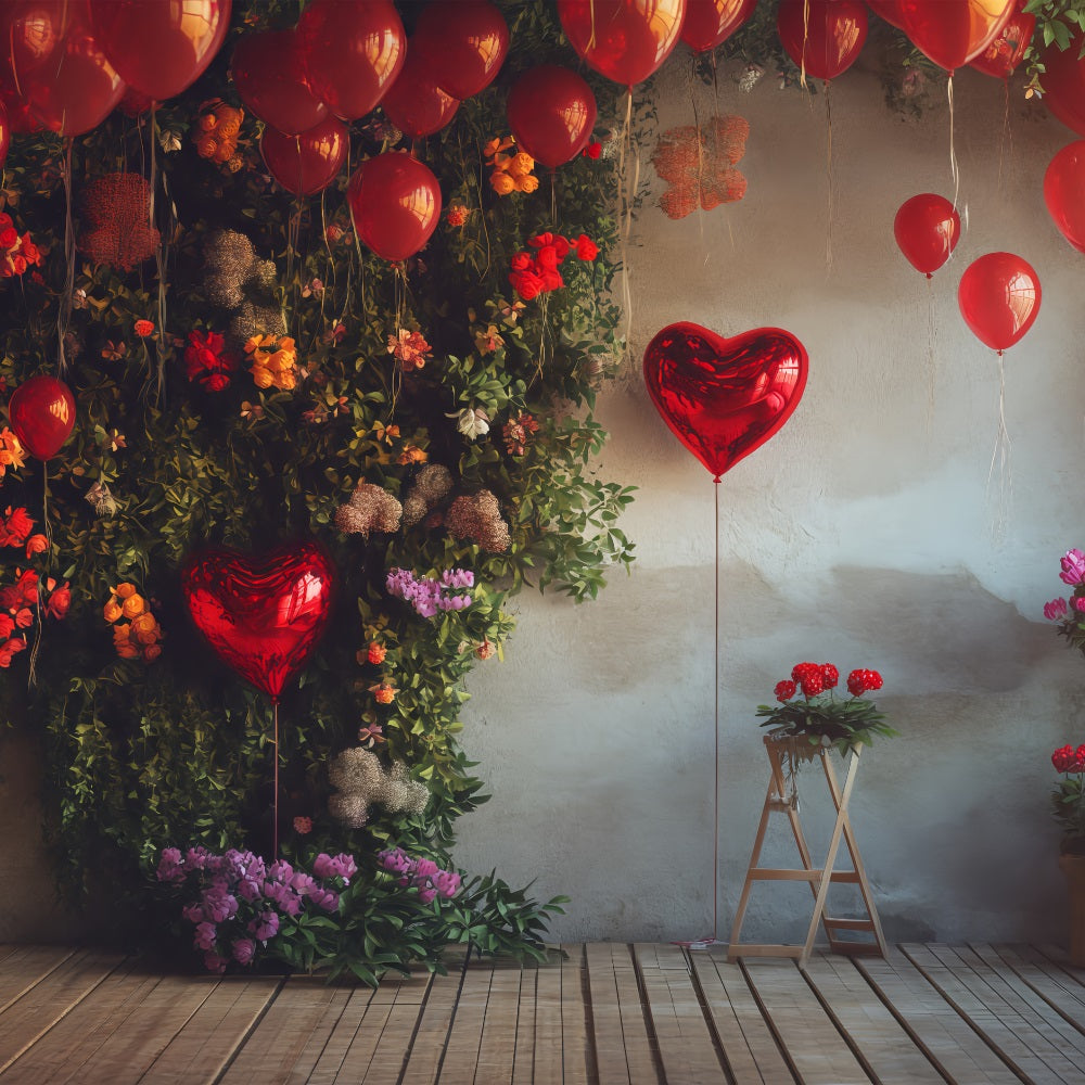 Valentine Backdrops Fotografie Floral Heart Balloon Scene Backdrop BRP1-130