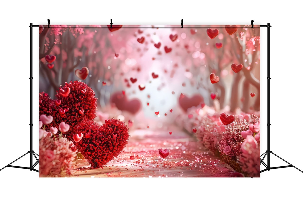 Valentinstag Backdrop Ideen Herzen Blütenblätter Weg Hintergrund BRP1-131