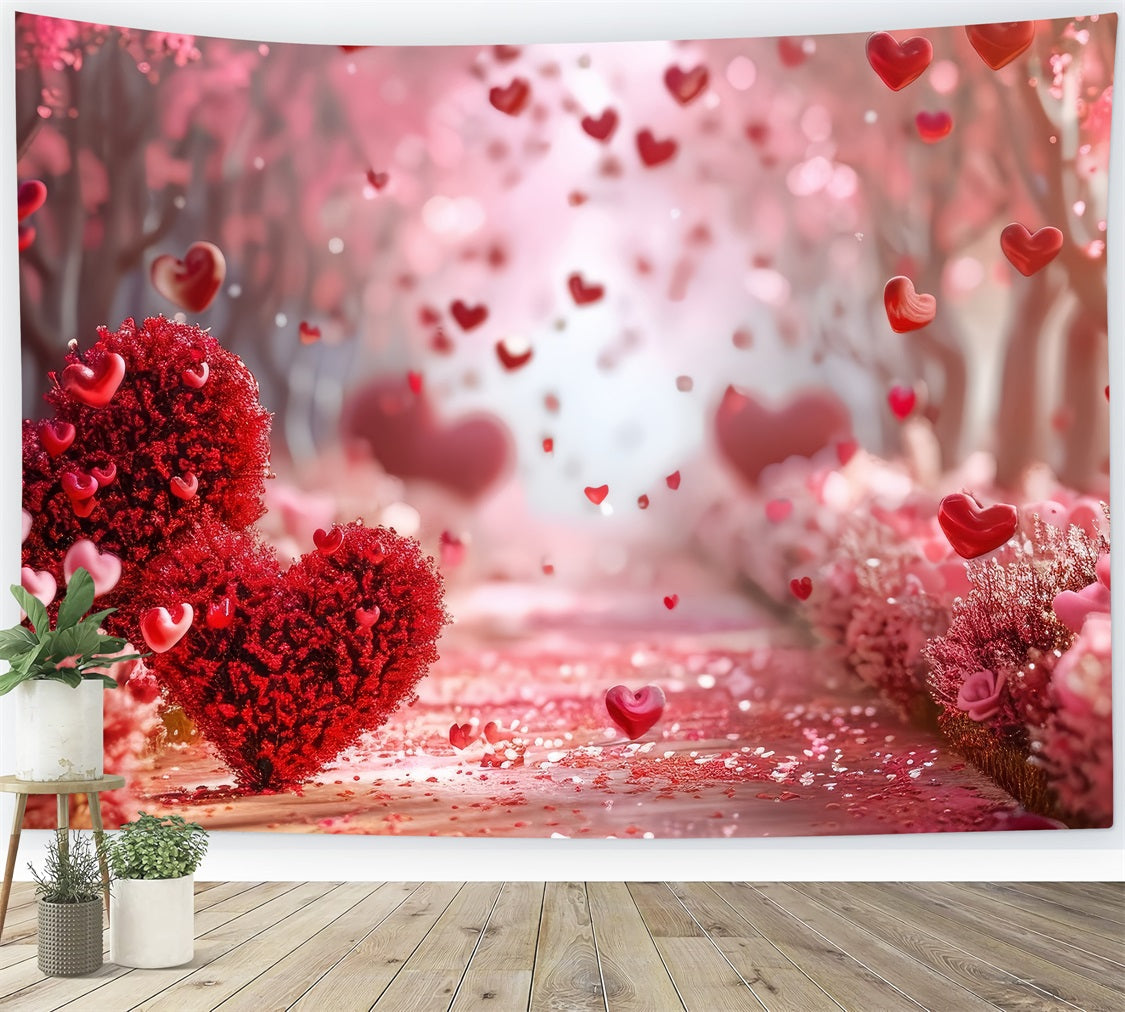 Valentinstag Backdrop Ideen Herzen Blütenblätter Weg Hintergrund BRP1-131