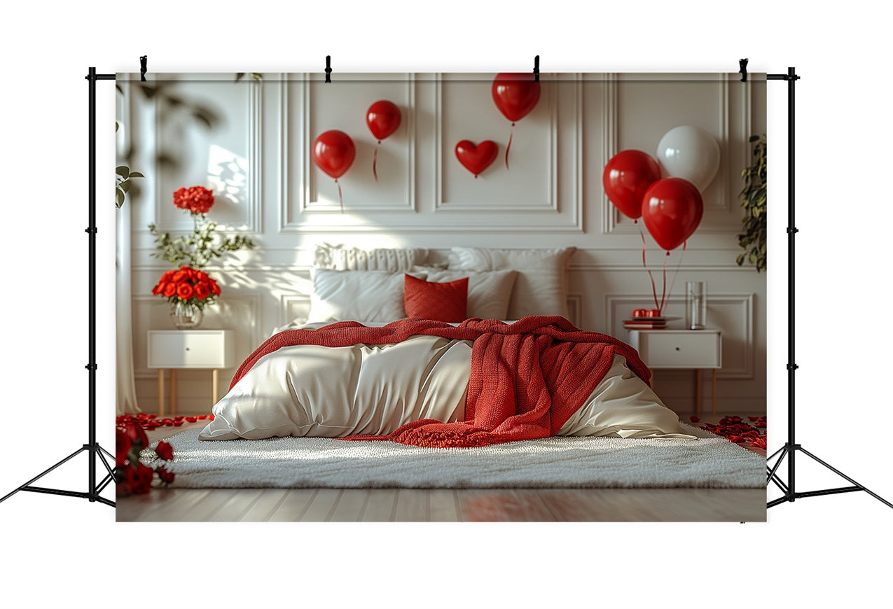 Fotografie Valentinstag Backdrops Schlafzimmer Rosen Luftballons Backdrop BRP1-143