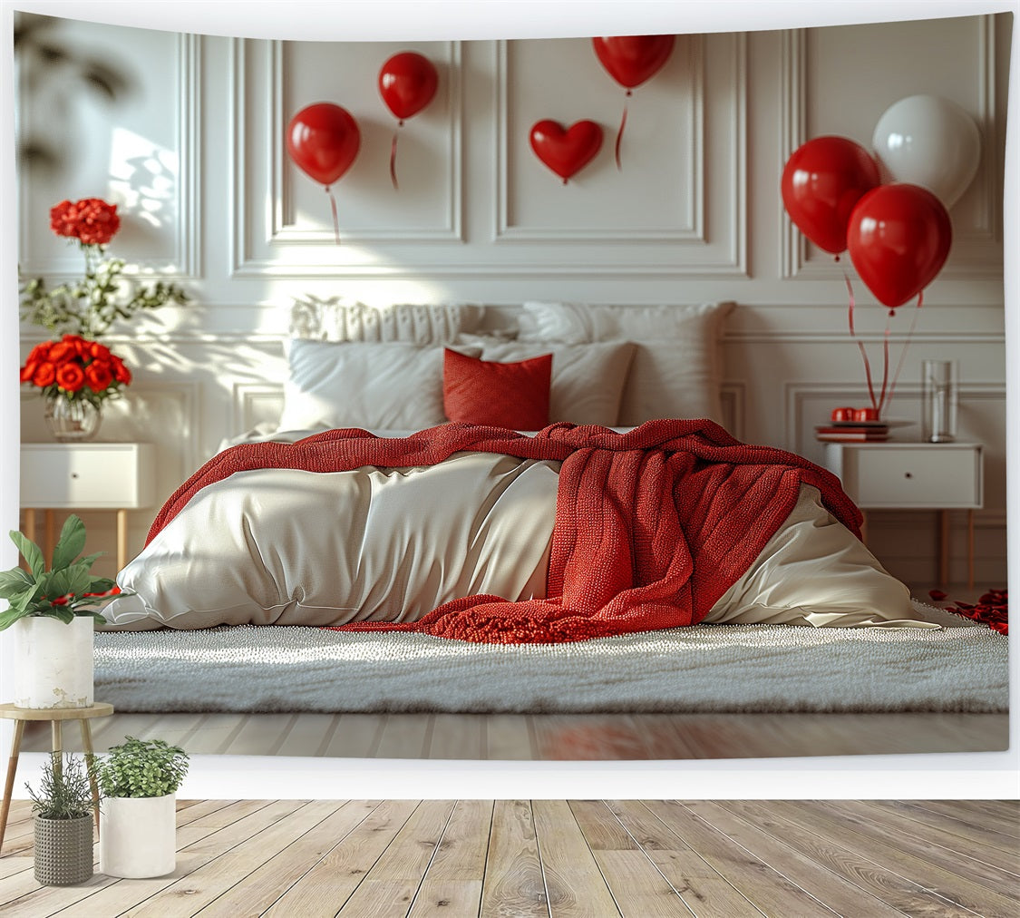 Fotografie Valentinstag Backdrops Schlafzimmer Rosen Luftballons Backdrop BRP1-143