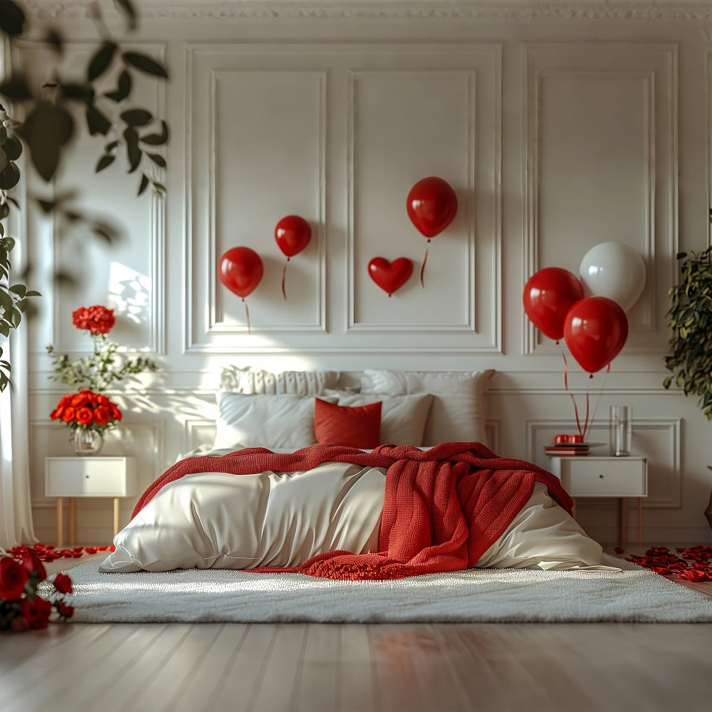 Fotografie Valentinstag Backdrops Schlafzimmer Rosen Luftballons Backdrop BRP1-143