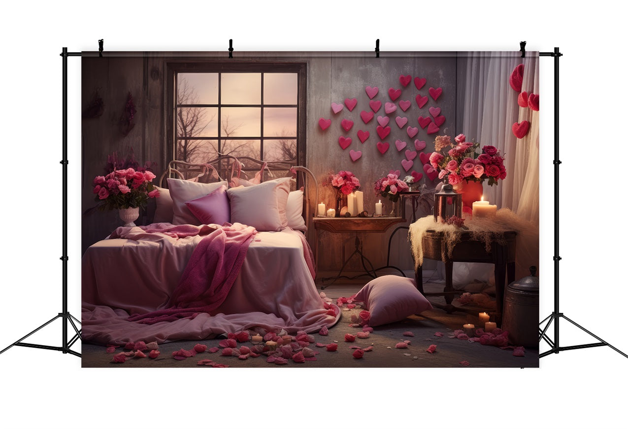 Photobooth Valentinstag Backdrop Rosa Herz Rosen Schlafzimmer Backdrop BRP1-144