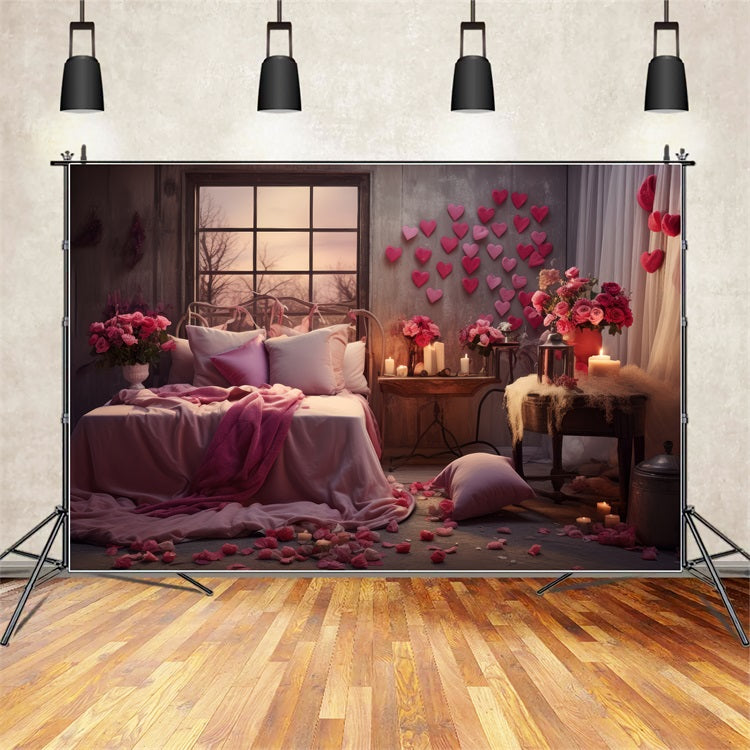 Photobooth Valentinstag Backdrop Rosa Herz Rosen Schlafzimmer Backdrop BRP1-144